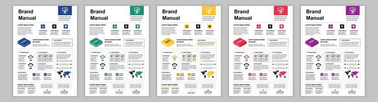 estruendo a3 negocio marca manual plantillas colocar. empresa identidad folleto página con infografía para presentación. márketing análisis y financiero crecimiento. diseño diseño para póster, cubrir, folleto vector