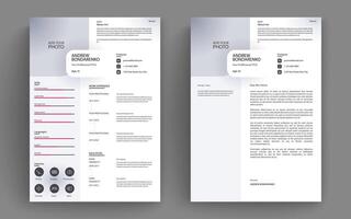 Professional clean modern resume cv and cover letter business layout template. Minimalist resume cv elegant stylish design template. Multipurpose resume and letterhead design. vector