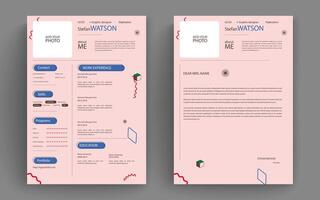 Professional clean modern resume cv and cover letter business layout template. Minimalist resume cv elegant stylish design template. Multipurpose resume and letterhead design. vector