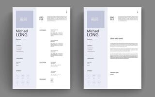 Professional clean modern resume cv and cover letter business layout template. Minimalist resume cv elegant stylish design template. Multipurpose resume and letterhead design. vector