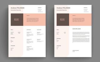 Professional clean modern resume cv and cover letter business layout template. Minimalist resume cv elegant stylish design template. Multipurpose resume and letterhead design. vector