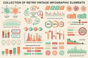 Bundle vintage infographic elements data visualization design template. Can be used for steps, business processes, workflow, diagram, flowchart, timeline, marketing icons, retro infographics. vector