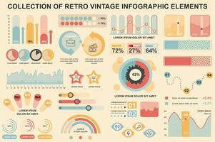 Bundle vintage infographic elements data visualization design template. Can be used for steps, business processes, workflow, diagram, flowchart, timeline, marketing icons, retro infographics. vector