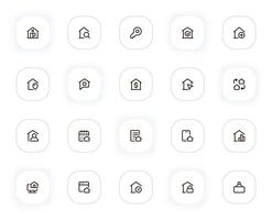 Real estate line icons set. House, searching apartment, key, location, rent and other buttons. outline pictograms for web and ui, ux mobile app design. Editable Stroke. 24x24 Pixel Perfect. vector