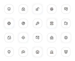 Protection and security line icons set. Shield, padlock, fingerprint, password and other buttons. outline pictograms for web and ui, ux mobile app design. Editable Stroke. 24x24 Pixel Perfect. vector