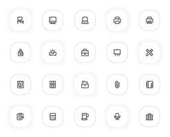 Office and work line icons set. Computer, laptop, printer, briefcase, stationery and other button. outline pictograms for web and ui, ux mobile app design. Editable Stroke. 24x24 Pixel Perfect. vector