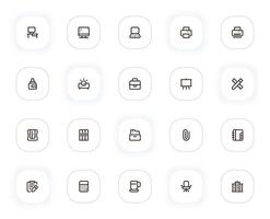 Office and work line icons set. Computer, laptop, printer, briefcase, stationery and other button. outline pictograms for web and ui, ux mobile app design. Editable Stroke. 24x24 Pixel Perfect. vector