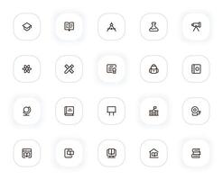 School and learning line icons set. Graduation hat, book, tube, atom, diploma and other buttons. outline pictograms for web and ui, ux mobile app design. Editable Stroke. 24x24 Pixel Perfect. vector