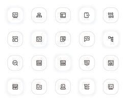 Programing and data line icons set. Development, coding, software, computer and other buttons. outline pictograms for web and ui, ux mobile app design. Editable Stroke. 24x24 Pixel Perfect. vector