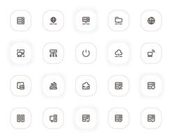 Servers and databases line icons set. Computer, network, hosting, cloud storage and other buttons. outline pictograms for web and ui, ux mobile app design. Editable Stroke. 24x24 Pixel Perfect. vector