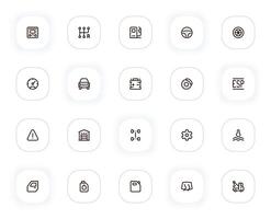 Car parts and Service line icons set. Engine, wheel, brake, gear, transmission and other buttons. outline pictograms for web and ui, ux mobile app design. Editable Stroke. 24x24 Pixel Perfect. vector