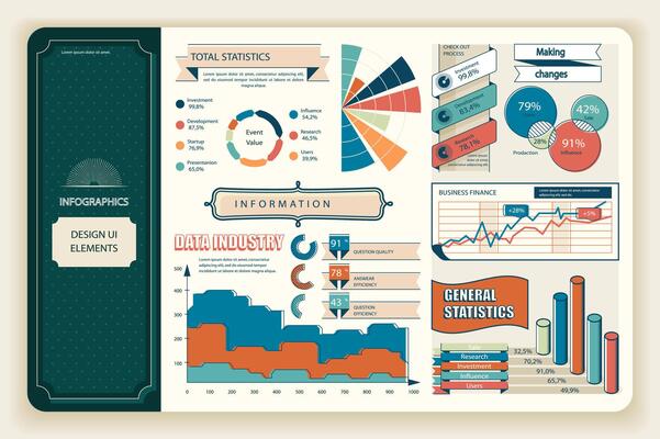 Bundle retro infographic elements data visualization design template. Can be used for steps, business processes, workflow, diagram, flowchart, timeline, KPI dashboard, info graphics.