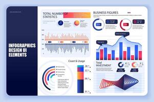 Bundle infographic elements data visualization design template. Can be used for steps, business processes, workflow, diagram, flowchart, timeline, KPI dashboard, info graphics. vector