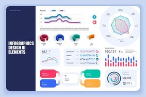 Bundle infographic elements data visualization design template. Can be used for steps, business processes, workflow, diagram, flowchart, timeline, KPI dashboard, info graphics. vector