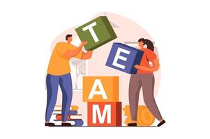 Teamwork web concept in flat design. illustration vector