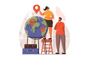 Travelling web concept in flat design. illustration vector