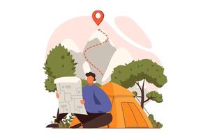 Travelling web concept in flat design. illustration vector