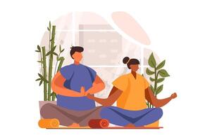 Yoga web concept in flat design. illustration vector