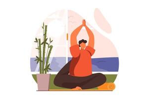 Yoga web concept in flat design. illustration vector