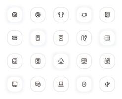 Hardware components line icons set. Editable Stroke. 24x24 Pixel Perfect. vector