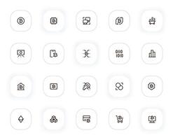 Cryptocurrency line icons set. Editable Stroke. 24x24 Pixel Perfect. vector