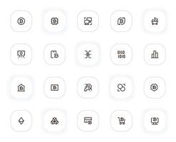 Cryptocurrency line icons set. Editable Stroke. 24x24 Pixel Perfect. vector