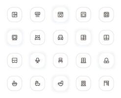 Furniture line icons set. Editable Stroke. 24x24 Pixel Perfect. vector