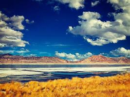 Salt lake Tso Kar in Himalayas. Ladakh, India photo