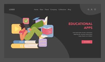 App based learning concept. Flat illustration vector