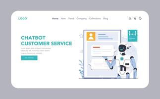 Chat bot web or landing. AI-powered customer service. Online consultation vector