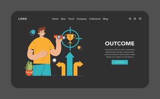 Decision-making dark or night mode web, landing. Strategic thinking vector