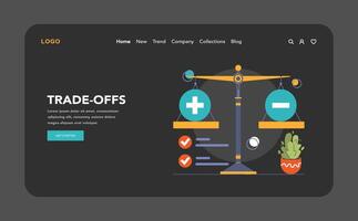 Decision-making dark or night mode web, landing. Strategic thinking vector