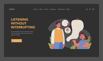 Listening without interrupting concept. Flat illustration vector