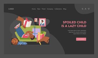 Spoiled and lazy child concept. Flat illustration vector