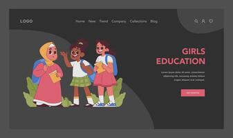 Girls education concept. Flat illustration vector