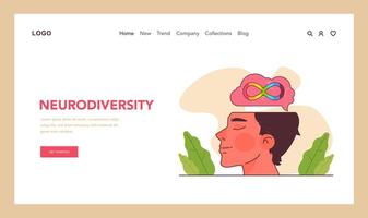 Neurodiversity web banner or landing page. Cognitive development vector