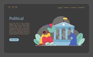 Political aspect of PEST analysis. Analyst evaluating governmental influence on business. vector