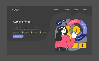 Data lifecycle. Professional tracing stages from creation to archival. vector