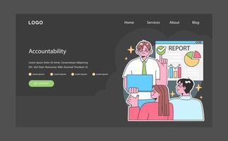 empoderamiento oscuro o noche modo web, aterrizaje. equipo comentarios un reporte vector