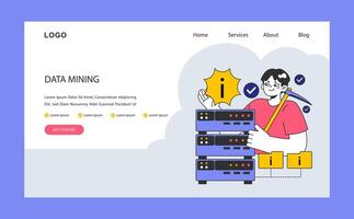 datos minería. un experto analizando servidores para valioso perspectivas. vector