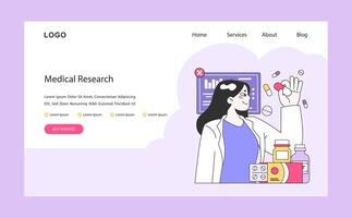 médico investigación y cuidado de la salud web o aterrizaje. innovador diagnóstico vector