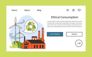 Carbon neutral factory web banner or landing page. Circular economy. vector
