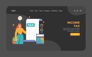 Tax optimization web banner or landing page dark or night mode vector