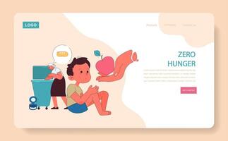 Zero Hunger web or landing. Addressing food insecurity and nourishment vector