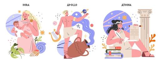 Ancient Greek Gods. Flat Illustration vector