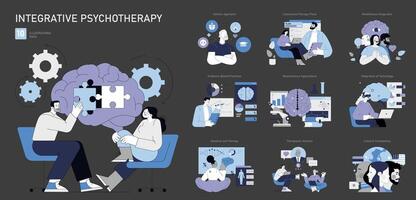 integrador psicoterapia. plano ilustración vector