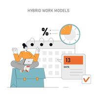 Hybrid Work Models illustration vector