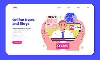 Online News and Blogs concept A digital newsreader presents live updates from around the globe, encapsulating a world connected by information illustration vector