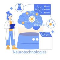 neurotecnologías concepto ilustración vector