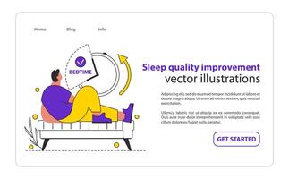 dormir calidad mejora concepto visualiza descanso mejoramiento con hora de acostarse alertas enfatiza el valor de un bueno de la noche dormir para en general bienestar ilustración vector